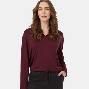 NWT Tentree Soft EcoTerry Notch Neck Long Sleeve Top - Burgundy